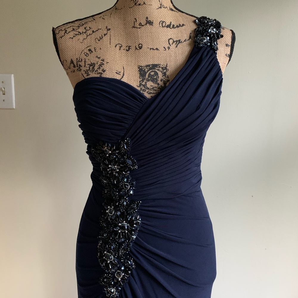 Xscape blue one shoulder dress size 4 - Picture 6 of 16
